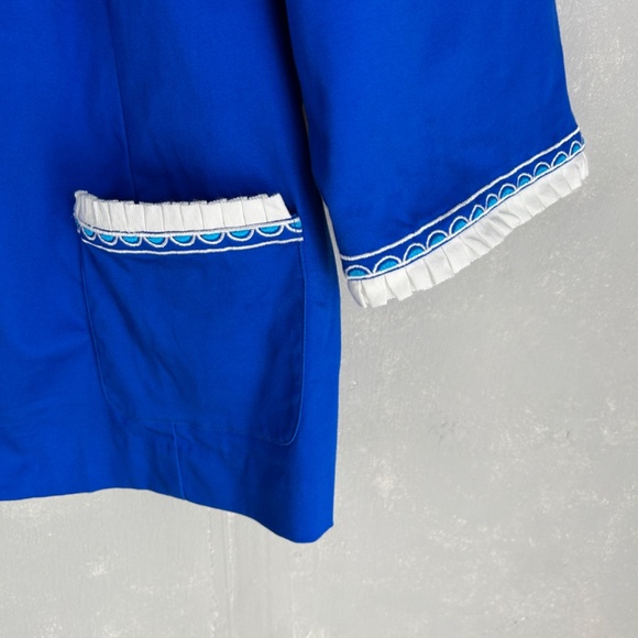 Bob Mackie blazer jacket plus size 3X open front embroidered blue wearable art - Picture 5 of 10